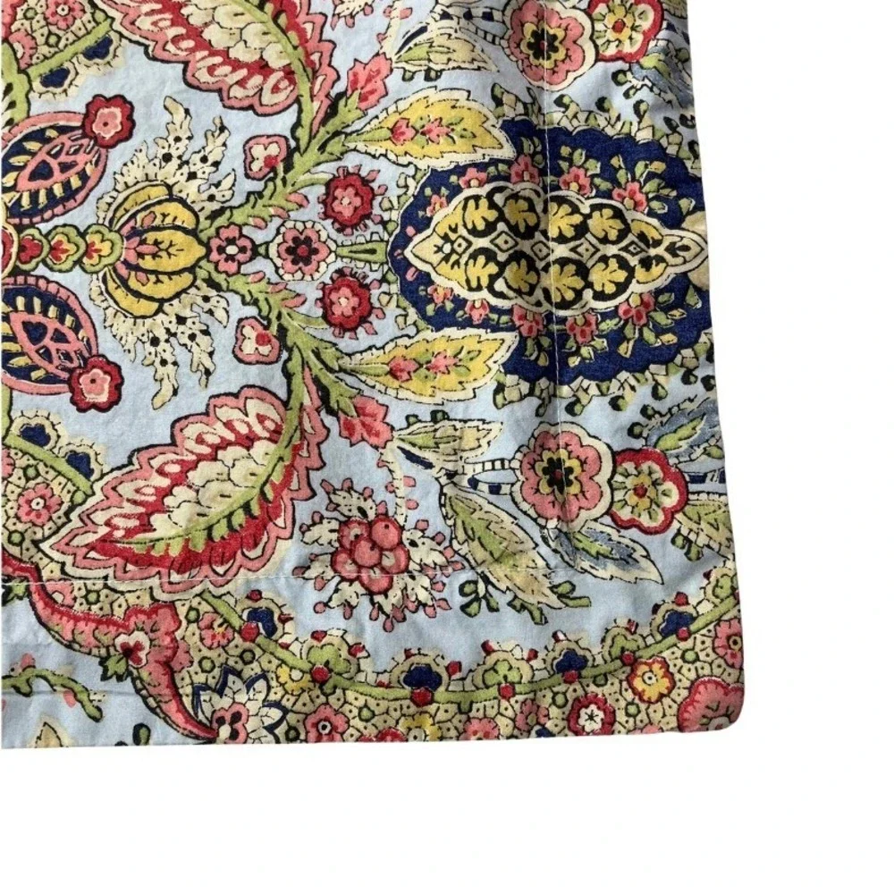 Pottery Barn Reversible King Pillowcase Paisley‎ Navy Gingham Organic Cotton